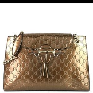Emily Large Guccissima Patent Leather Bronze
Bag